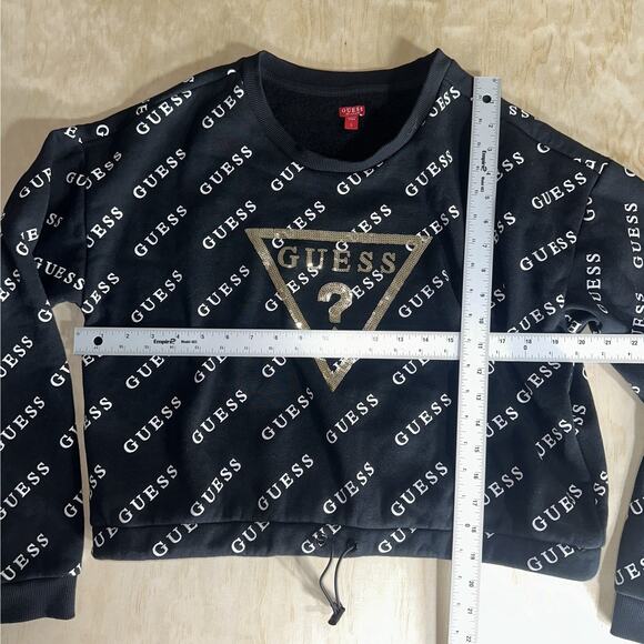 Guess Logo Pullover Sweatshirt Women’s L / All-Over Print Black - Picture 5 of 7